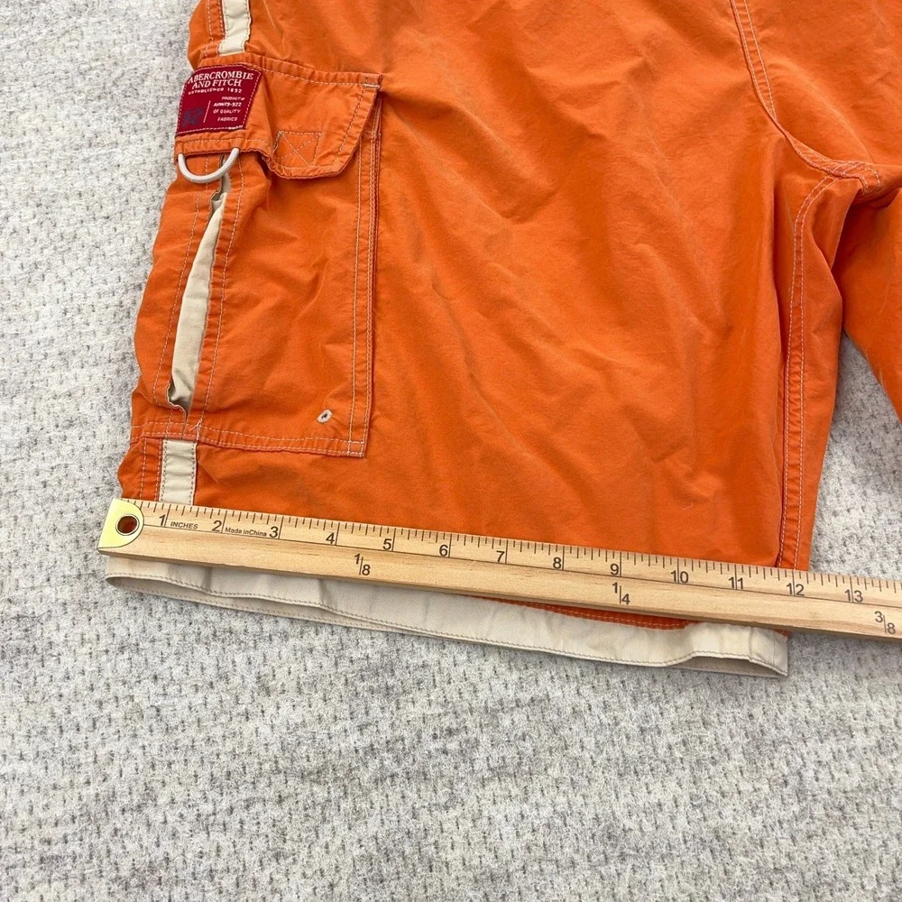Vintage Y2K Abercrombie &‎ Fitch Swim Trunks Cargo Borad Shorts Orange 2000s